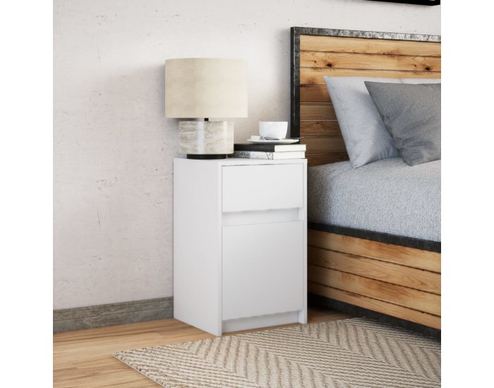 Sonata H Нощно шкафче с LED осветление, бяло, инженерно дърво