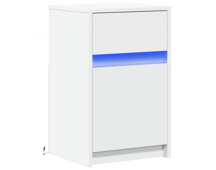 Sonata H Нощно шкафче с LED осветление, бяло, инженерно дърво