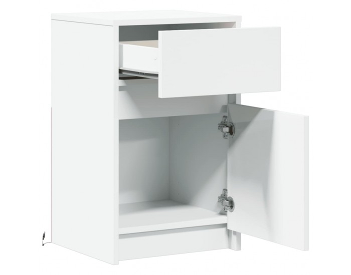 Sonata H Нощно шкафче с LED осветление, бяло, инженерно дърво