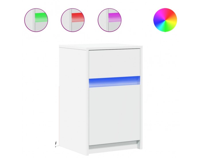 Sonata H Нощно шкафче с LED осветление, бяло, инженерно дърво