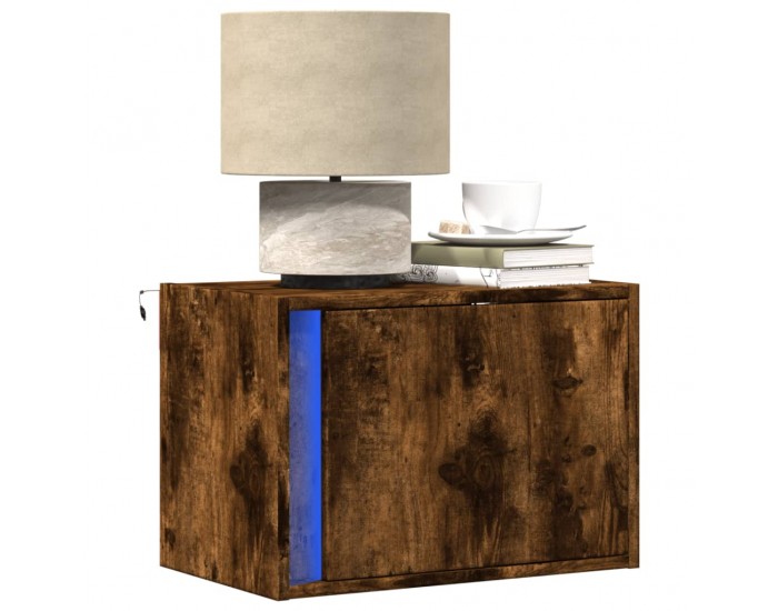 Sonata H Нощно шкафче за стена с LED осветление, опушен дъб