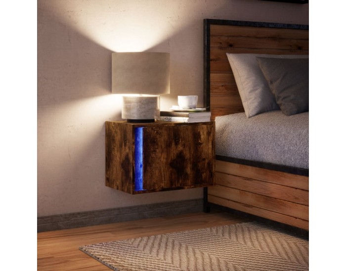 Sonata H Нощно шкафче за стена с LED осветление, опушен дъб