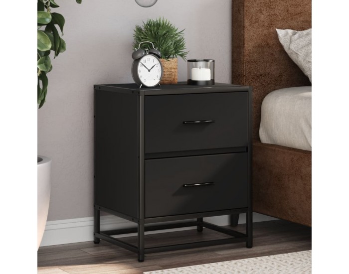 Sonata H Нощни шкафчета, 2 бр, черни, 40x31x50 см, инженерно дърво