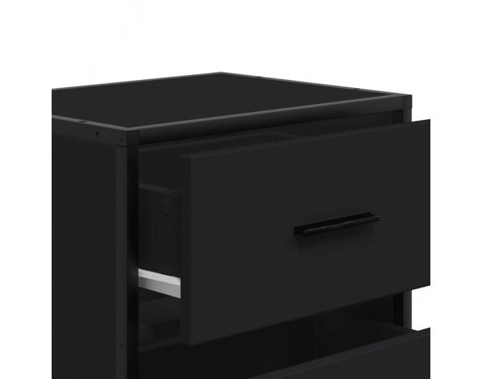 Sonata H Нощни шкафчета, 2 бр, черни, 40x31x50 см, инженерно дърво