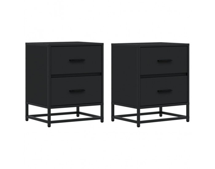 Sonata H Нощни шкафчета, 2 бр, черни, 40x31x50 см, инженерно дърво