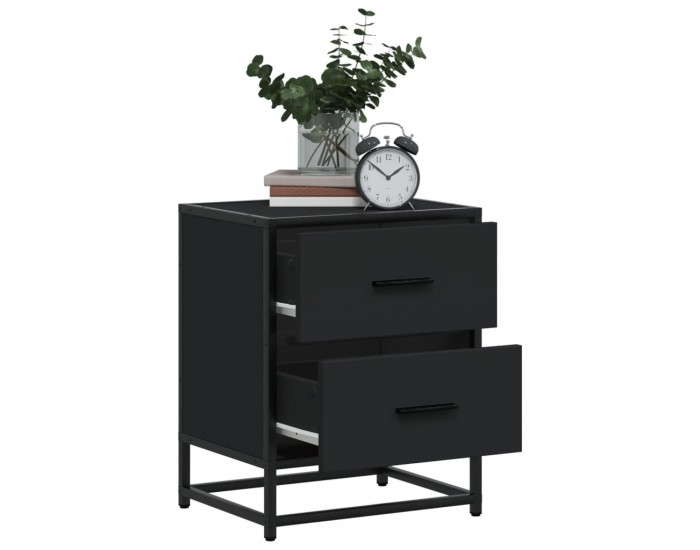 Sonata H Нощни шкафчета, 2 бр, черни, 40x31x50 см, инженерно дърво