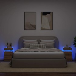 Sonata H Нощни шкафчета с LED 2 бр, 35x39x55 см, инженерно дърво - Нощни шкафчета