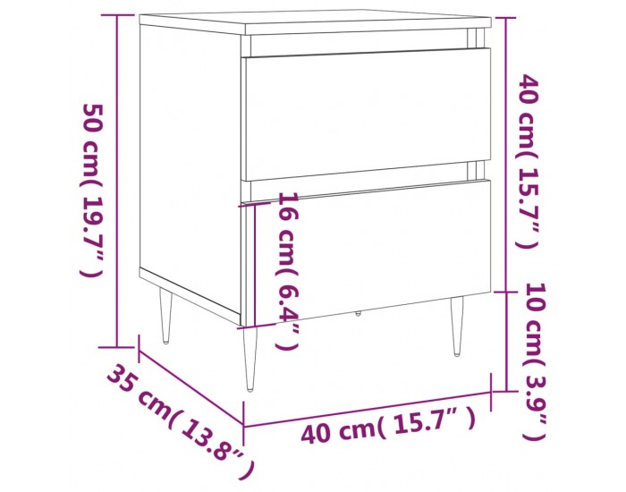Sonata H Нощно шкафче кафяв дъб 40x35x50 см инженерно дърво