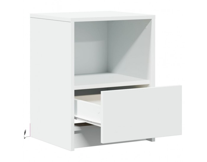 Sonata H Нощно шкафче с LED осветление, бяло, инженерно дърво