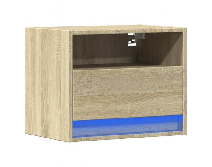 Sonata H Нощно шкафче за стена с LED осветление, дъб сонома