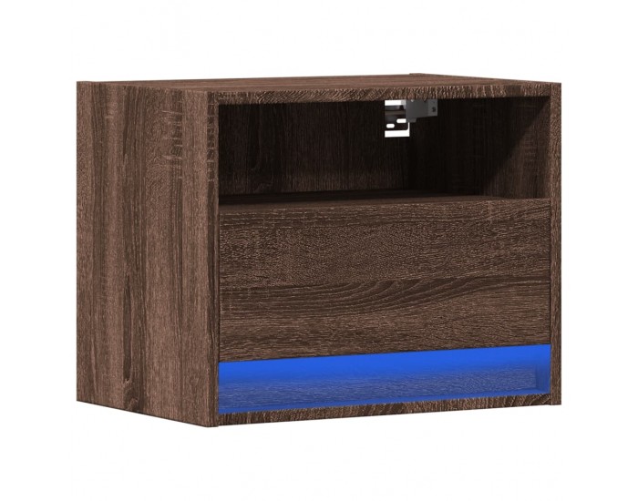 Sonata H Нощно шкафче за стена с LED осветление, кафяв дъб