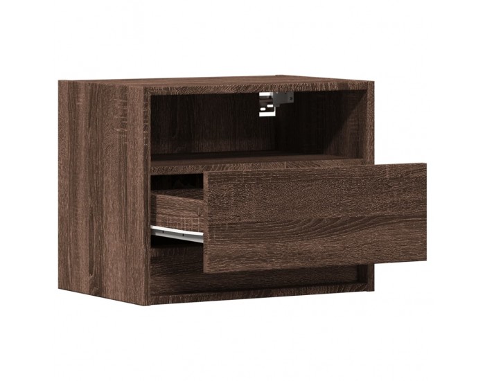 Sonata H Нощно шкафче за стена с LED осветление, кафяв дъб