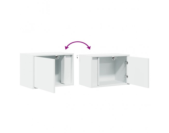 Sonata H Нощни шкафчета за стена с LED осветление, 2 бр, бели