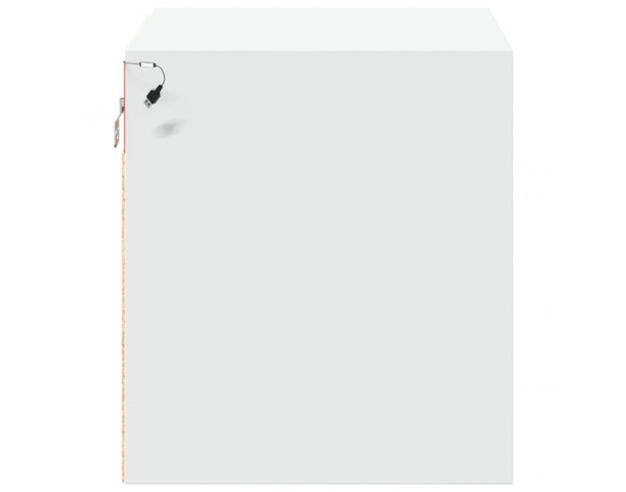 Sonata H Нощни шкафчета за стена с LED осветление, 2 бр, бели