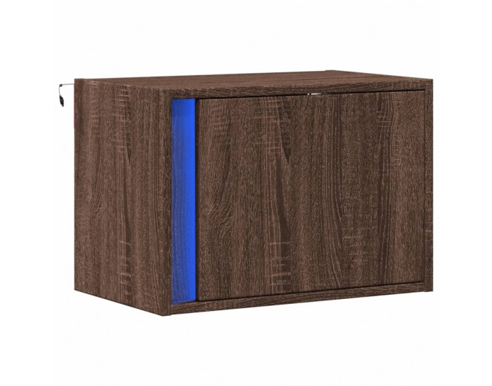 Sonata H Нощно шкафче за стена с LED осветление, кафяв дъб