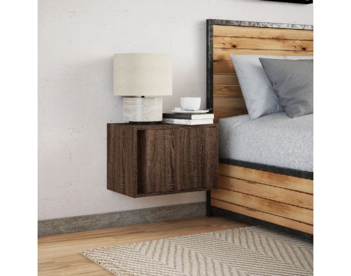 Sonata H Нощно шкафче за стена с LED осветление, кафяв дъб