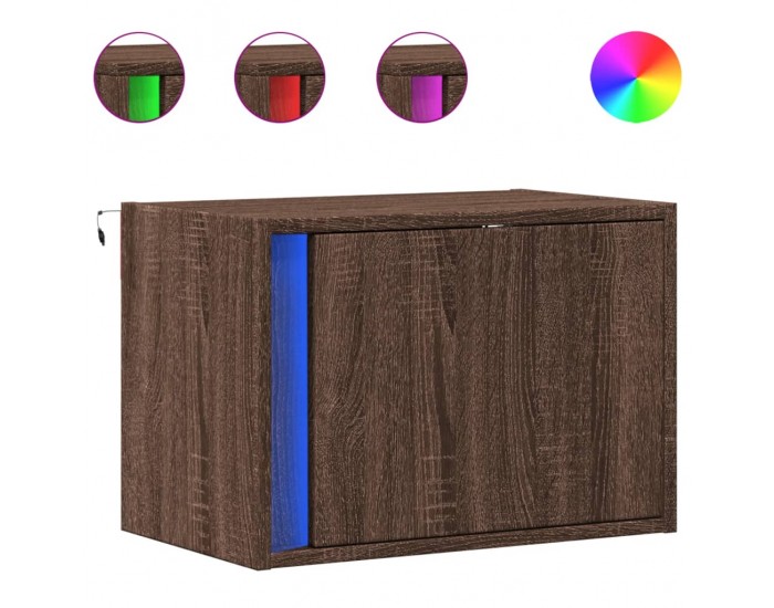 Sonata H Нощно шкафче за стена с LED осветление, кафяв дъб