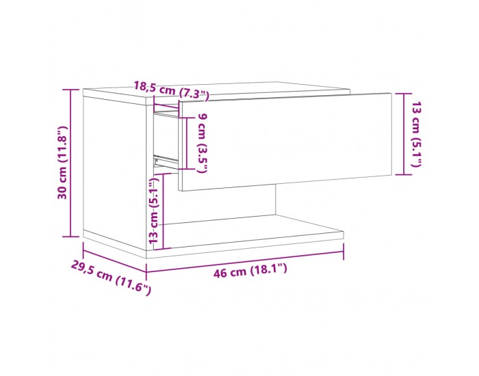Sonata H Нощно шкафче за стенен монтаж, дъб артизан