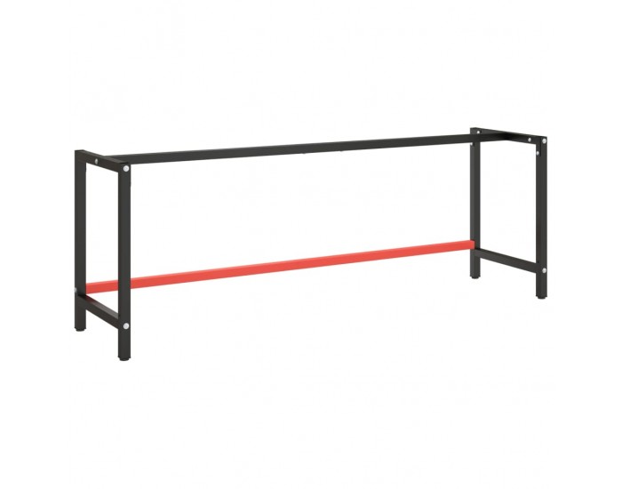 Sonata H Рамка за работна маса матово черно и червено 220x57x79 см метал