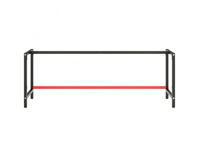 Sonata H Рамка за работна маса матово черно и червено 220x57x79 см метал