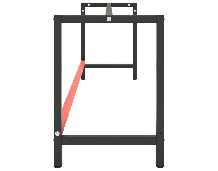 Sonata H Рамка за работна маса матово черно и червено 220x57x79 см метал