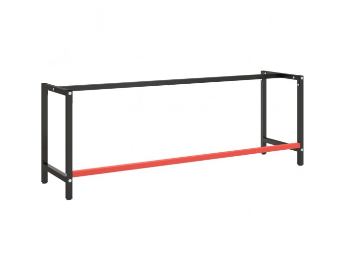 Sonata H Рамка за работна маса матово черно и червено 220x57x79 см метал