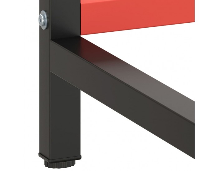 Sonata H Рамка за работна маса матово черно и червено 220x57x79 см метал