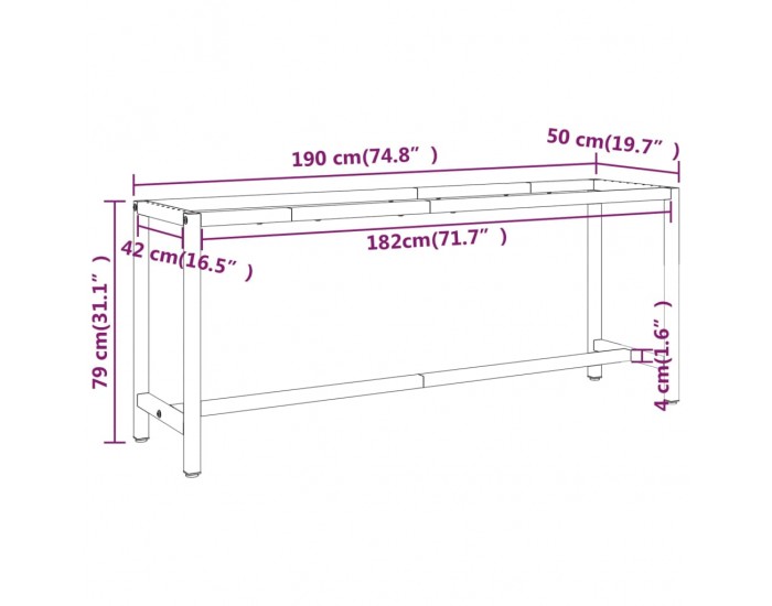 Sonata H Рамка за работна маса матово черно и червено 190x50x79 см метал
