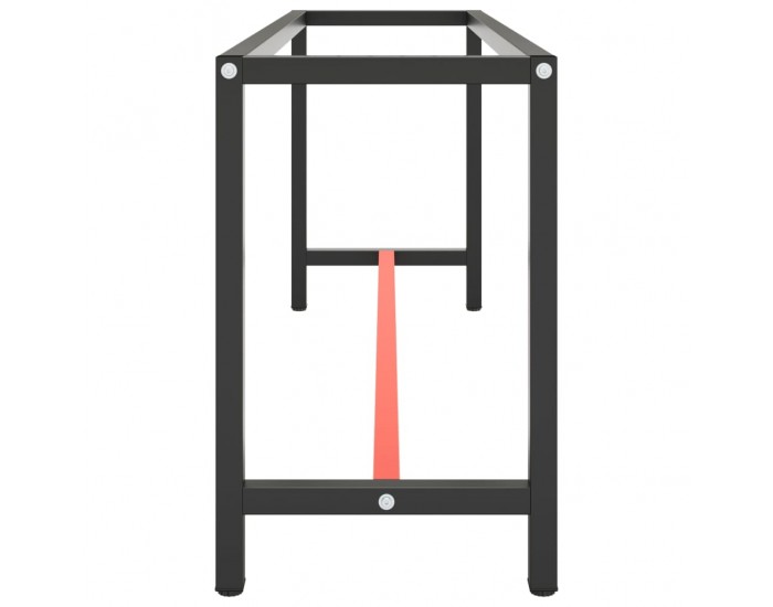 Sonata H Рамка за работна маса матово черно и червено 190x50x79 см метал