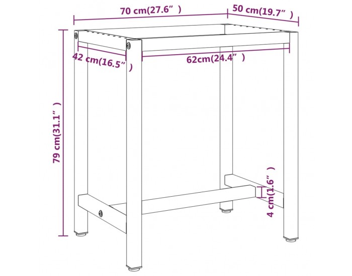 Sonata H Рамка за работна маса матово черно и червено 70x50x79 см метал