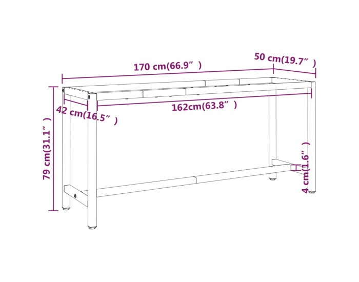 Sonata H Рамка за работна маса матово черно и червено 170x50x79 см метал
