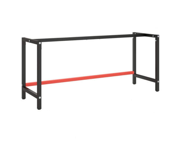 Sonata H Рамка за работна маса матово черно и червено 180x57x79 см метал