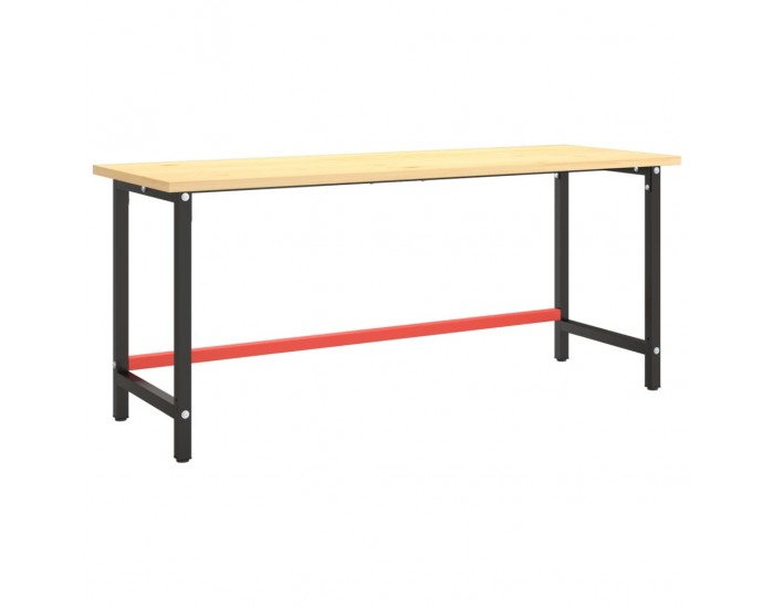 Sonata H Рамка за работна маса матово черно и червено 180x57x79 см метал