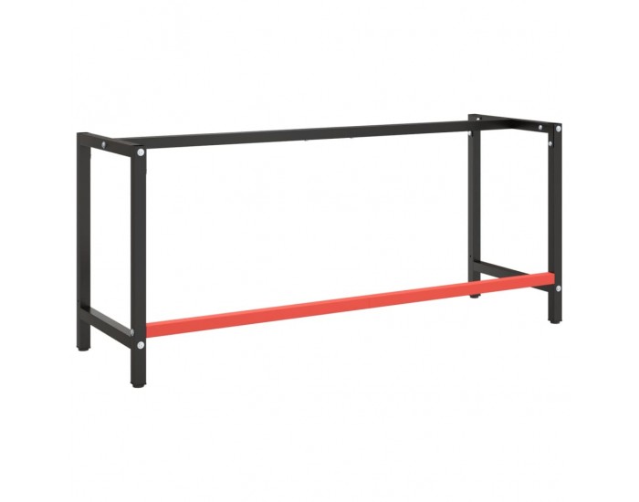 Sonata H Рамка за работна маса матово черно и червено 180x57x79 см метал