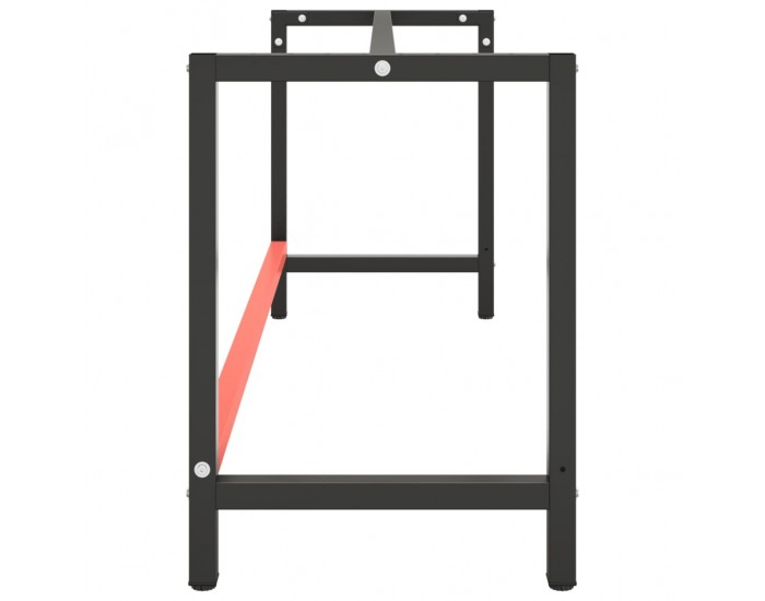 Sonata H Рамка за работна маса матово черно и червено 180x57x79 см метал