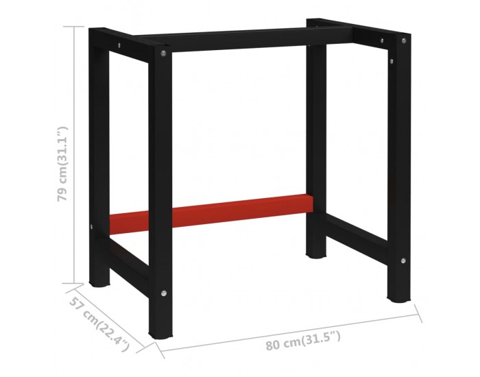 Sonata H Рамка за работна маса, метал, 80x57x79 см, черно и червено
