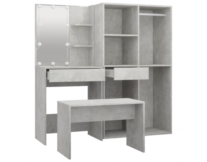 Sonata H Комплект тоалетка с LED, бетонно сива, инженерно дърво