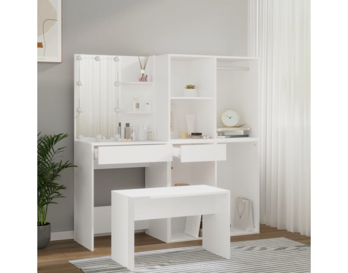 Sonata H Комплект тоалетка с LED, бяла, инженерно дърво