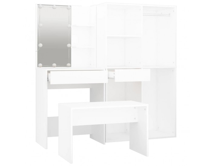 Sonata H Комплект тоалетка с LED, бяла, инженерно дърво