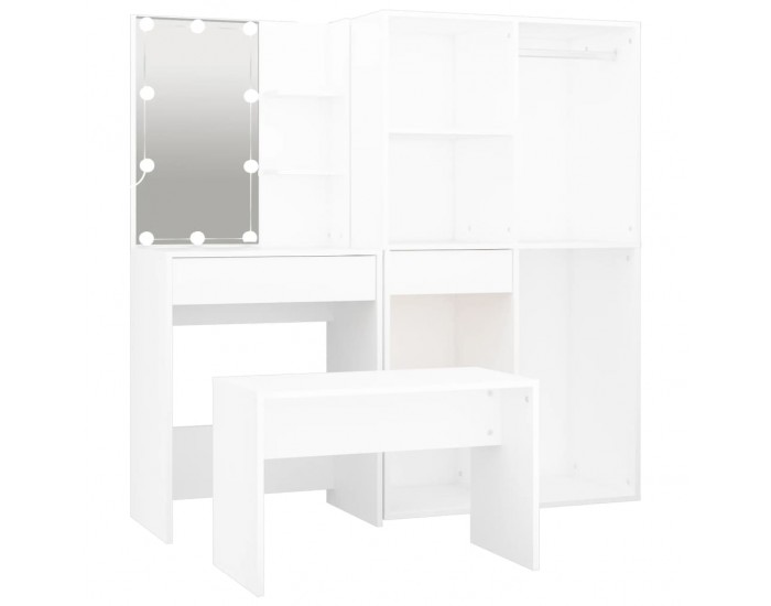 Sonata H Комплект тоалетка с LED, бяла, инженерно дърво