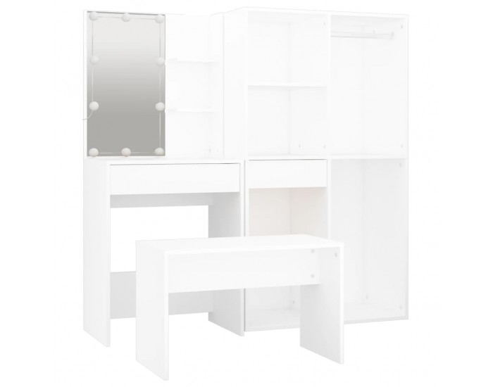 Sonata H Комплект тоалетка с LED, бяла, инженерно дърво