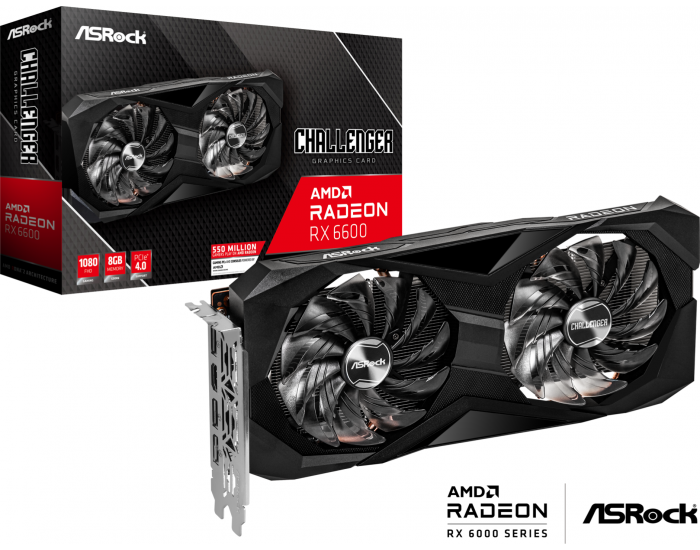 Asrock AMD Radeon RX6600 Challenger D 8GB, GDDR6 128 bit, 1xHDMI, 3xDP 1.4, power 1x8 pin, recommended PSU 500W.