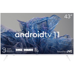 43', UHD, Android TV 11, White, 3840x2160, 60 Hz, Sound by JVC, 2x12W, 53 kWh/1000h , BT5.1, HDMI ports 4, 24 months - Телевизори, Проектори, Дисплеи