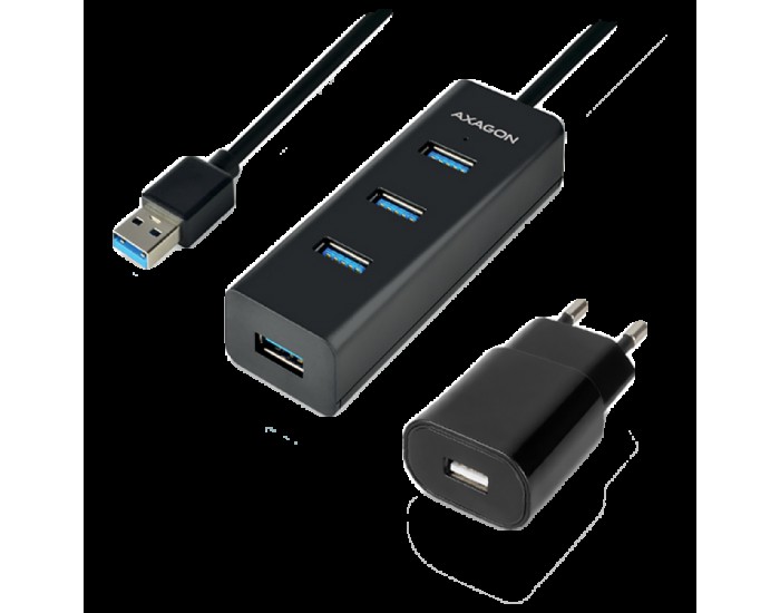AXAGON HUE-S2BP 4x USB3.0 Charging Hub 1.2m Cable, MicroUSB Charging, Incl. AC Adapter AXAGON HUE-S2BP 4x USB3.0 Charging Hub 1.2m Cable, MicroUSB Charging, Incl. AC Adapter