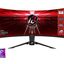 Asrock Curved Gaming Monitor, 34" WQHD(3440x1440) 1500R VA, 165 Hz, 115% sRGB, 3000:1, 550 cd/m², 178º/178º, 1ms (MPRT), Flicker-free, 2x 2W Speakers, 2x HDMI 2.0, 1x DP 1.4, 1x Audio Jack (3.5mm), Wi-Fi Antenna (7 dBi), 3Y Asrock Curved Gaming Monitor, 34" WQHD(3440x1440) 1500R VA, 165 Hz, 115% sRGB, 3000:1, 550 cd/m², 178º/178º, 1ms (MPRT), Flicker-free, 2x 2W Speakers, 2x HDMI 2.0, 1x DP 1.4, 1x Audio Jack (3.5mm), Wi-Fi Antenna (7 dBi), 3Y - Офис техника
