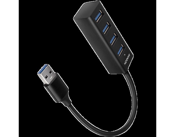 AXAGON HUE-M1AL 4x USB 3.2 Gen 1 MINI hub, metal, 1.2m USB-A cable AXAGON HUE-M1AL 4x USB 3.2 Gen 1 MINI hub, metal, 1.2m USB-A cable