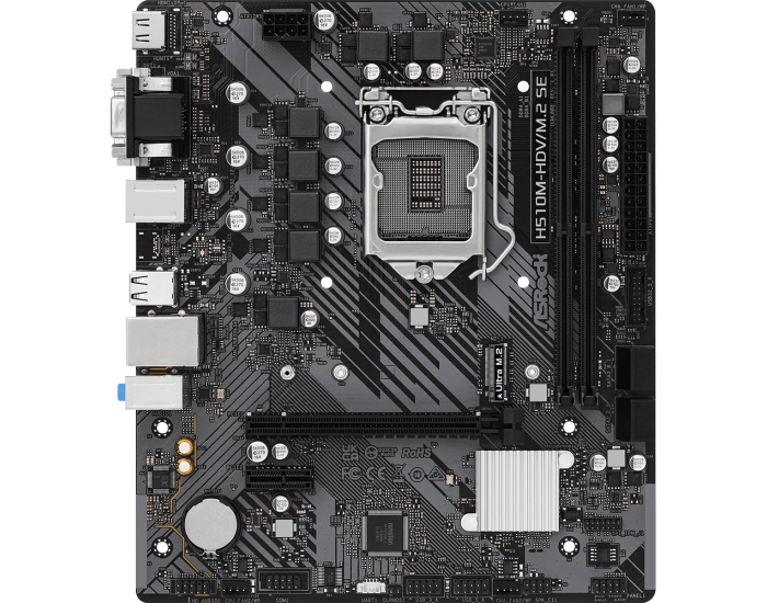 ASROCK Main Board Desktop H510M-HDV/M.2 SE (H470, S1200, 2xDDR4, 1xPCIe 4.0x16, 1xPCIe 3.0x1, 4x SATA3 , 1x M.2, 6x USB 3.2 Gen1, 6x USB 2.0, 1x VGA, 1x DVI-D, 1x HDMI, 1x GLAN) mATX, Retail ASROCK Main Board Desktop H510M-HDV/M.2 SE (H470, S1200, 2xDDR4, 1xPCIe 4.0x16, 1xPCIe 3.0x1, 4x SATA3 , 1x M.2, 6x USB 3.2 Gen1, 6x USB 2.0, 1x VGA, 1x DVI-D, 1x HDMI, 1x GLAN) mATX, Retail