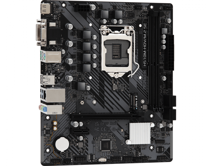 ASROCK Main Board Desktop H510M-HDV/M.2 SE (H470, S1200, 2xDDR4, 1xPCIe 4.0x16, 1xPCIe 3.0x1, 4x SATA3 , 1x M.2, 6x USB 3.2 Gen1, 6x USB 2.0, 1x VGA, 1x DVI-D, 1x HDMI, 1x GLAN) mATX, Retail ASROCK Main Board Desktop H510M-HDV/M.2 SE (H470, S1200, 2xDDR4, 1xPCIe 4.0x16, 1xPCIe 3.0x1, 4x SATA3 , 1x M.2, 6x USB 3.2 Gen1, 6x USB 2.0, 1x VGA, 1x DVI-D, 1x HDMI, 1x GLAN) mATX, Retail