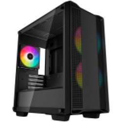 DeepCool CC360 ARGB, Mid Tower, Mini-ITX/Micro-ATX, 1xUSB3.0, 1xUSB2.0, 1xAudio, 3x120mm Pre-Installed ARGB Fans, Tempered Glass, Mesh Panel, Black - Аксесоари, Кутии, Вентилатори