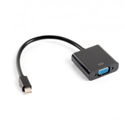Адаптер Lanberg adapter display port mini (m) -> VGA (f), 20cm cable, black - Разклонители, Зарядни и Кабели